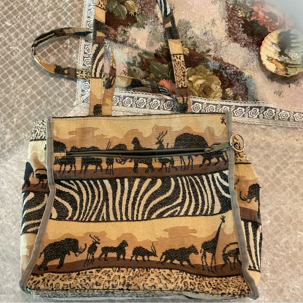 Jade Safari Animal Print Tote Bag